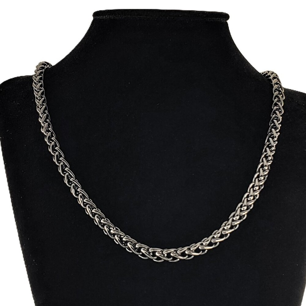Mens 24" Black Platinum Franco Chain Link Necklace Guys Rhodium Jewelry 24in